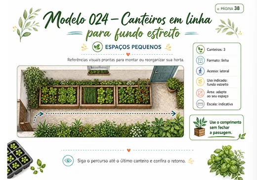 Modelo 024 — Canteiros em linha para fundo estreito