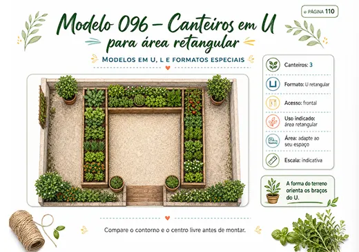 Modelo 096 — Canteiros em U para área retangular